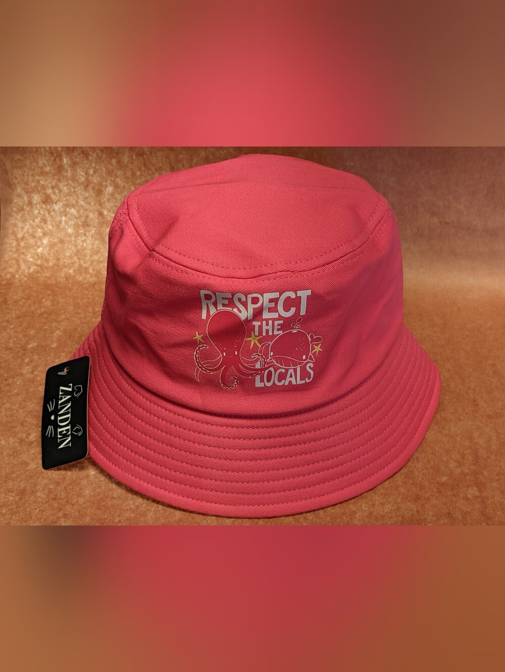 Youth Bucket Hat "Respect the Locals" - Pink - Size L/XL - New with Tags